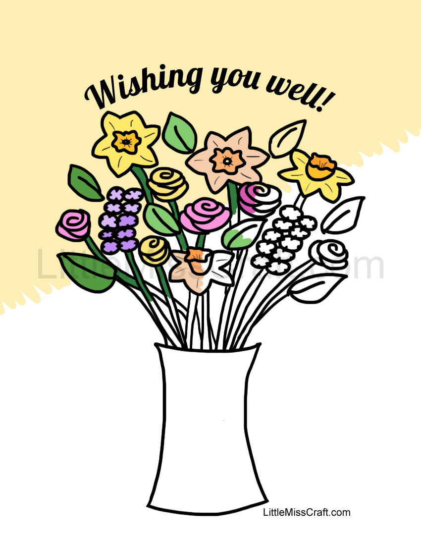 Crafts Get Well Flowers in Vase Coloring Page